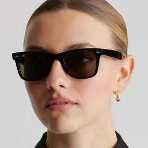 QUINCE Walker Polarized Acetate Sunglasses Black With Green Lens 3473